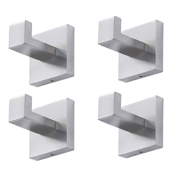 Stainless Steel Wall-Mounted J-Hook Bathroom Robe/Towel Hook in Brushed Nickel (4-Pack)