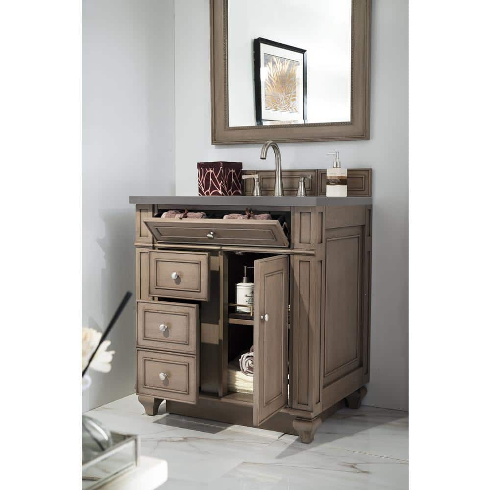 Bristol 30" Dark Wood Single Vanity with Backsplash