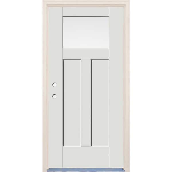 Builders Choice 36 in. x 80 in. Right-Hand 1-Lite Alpine Painted Fiberglass Prehung Front Door with 4-9/16 in. Frame and Nickel Hinges