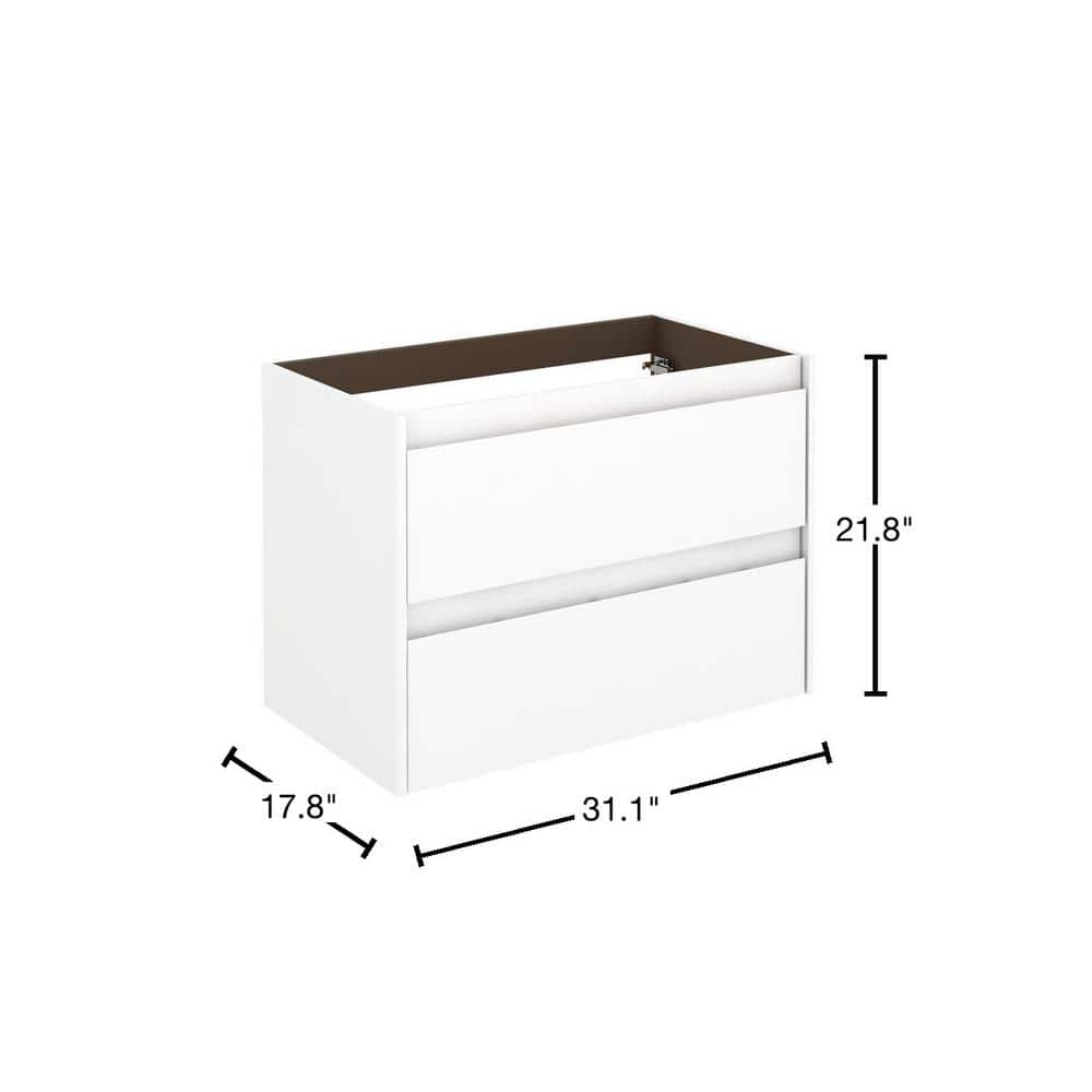 Ambra 31.1" Glossy White MDF Floating Bathroom Vanity Base
