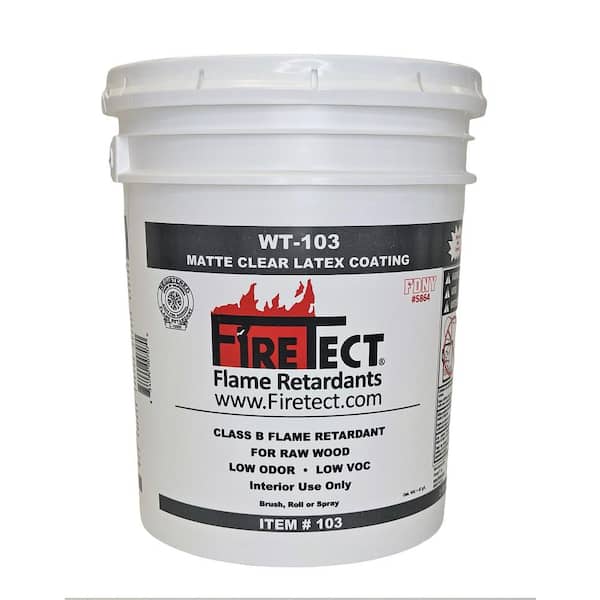 WT-103 5 gal. Clear Matte Latex Interior Intumescent Fireproofing Flame Retardant Coating for Wood