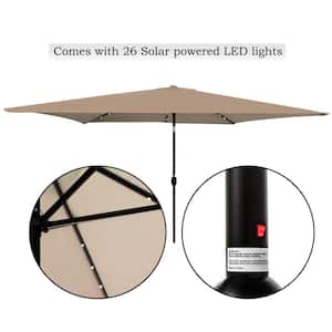 10 ft. x 6.5 ft. Rectangular Solar Powered LED Lighted Patio Market Umbrella (Tan)