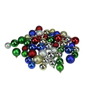 1.5 in. - 2 in. Traditional Multi-Color Shiny and Matte Shatterproof Christmas Ball Ornaments (50-Count)