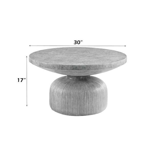 Acme Furniture Laddie 30 in. Weathered Gray Finish Round Stone