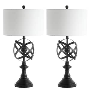 Myles 33 in. Iron Globe Table Lamp with Off-White Shade (Set of 2)