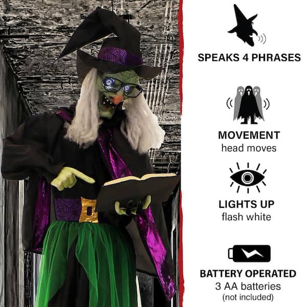 72?? Hanging Animated Talking Witch Decoration with Light-up Eyes