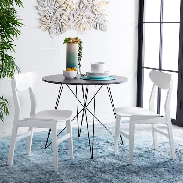 SAFAVIEH Lucca White 17 in. Wood Dining Chair Set of 2