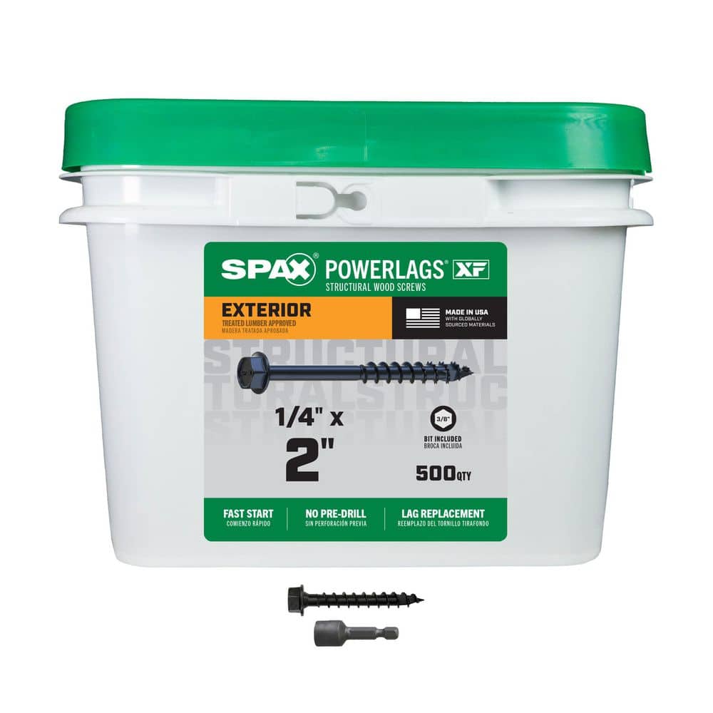 1/4 in. x 2 in. Black Powerlags XF Exterior 3/8 in. Hex Hex Head Structural Wood Lag Screws (500-Piece) price history on PriceWatchPro
