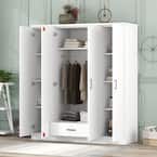 限定セールをすべて 59.2 Wood White 4-Door Nestfair in. 1 with Wardrobe W 家具
