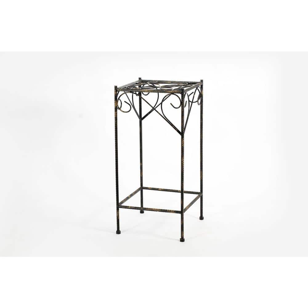 Large Black and Gold Cast Metal Celtic Clover Plant Stand