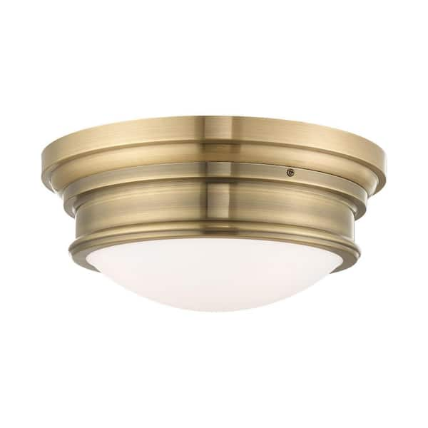 Livex Lighting Astor 3 Light Antique Brass Flush Mount 7343-01 - The ...