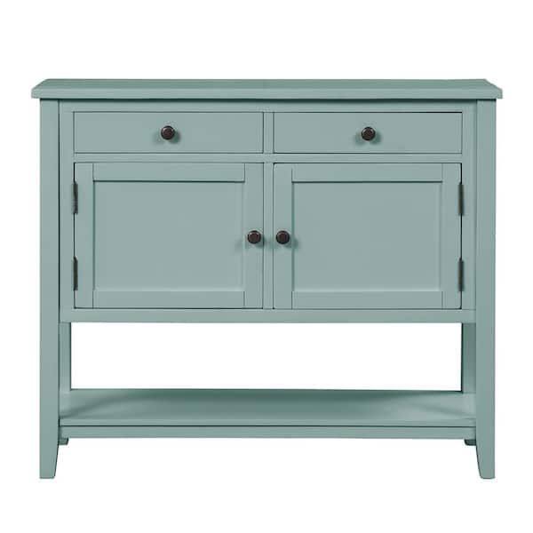 Z-joyee Modern Wood Storage Cabinets with 2 Doors and 1 Shelf, Retro Green