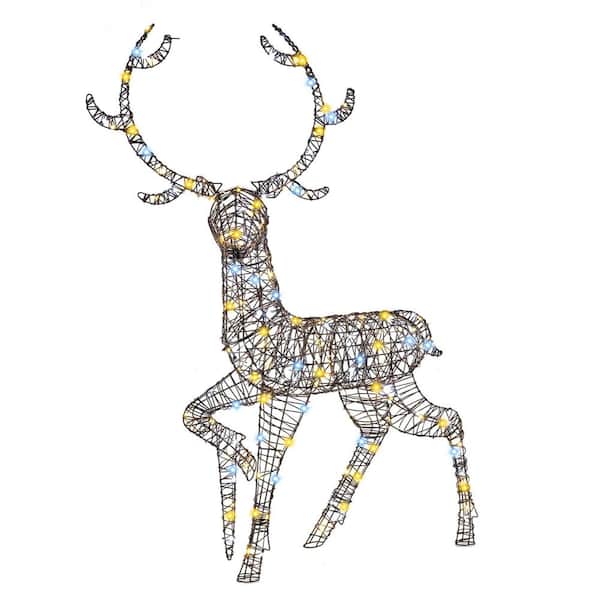 4.6 ft. 300-Count Bright LED Lights Zip Ties Christmas Reindeer with Ground Stakes