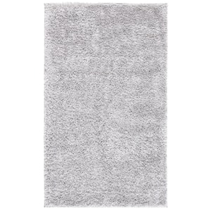 August Shag Silver 2 ft. x 3 ft. Solid Area Rug