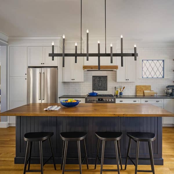 EDISLIVE Axis 8-Light 56 in. Black Mid-century Linear