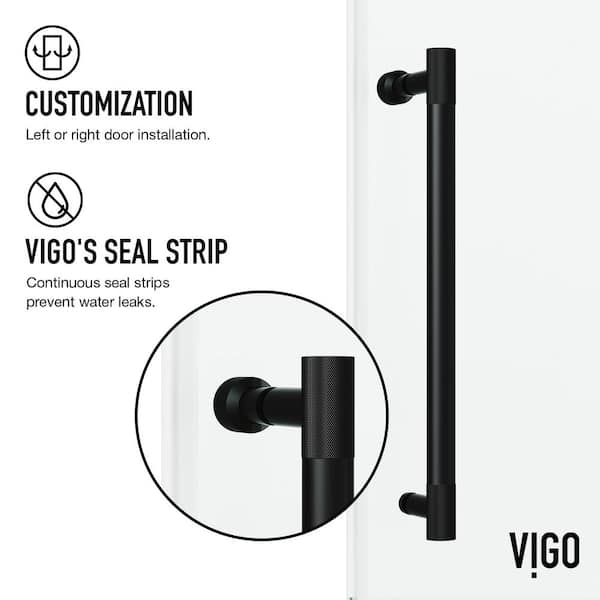 Elan Cass Aerodynamic 56 to 60 in. W x 76 in. H Frameless Sliding Shower Door in Matte Black with 3/8 in. Clear Glass