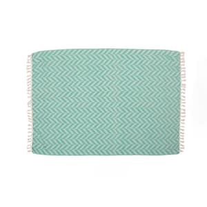Bervy Teal and Natural Fabric Throw Blanket
