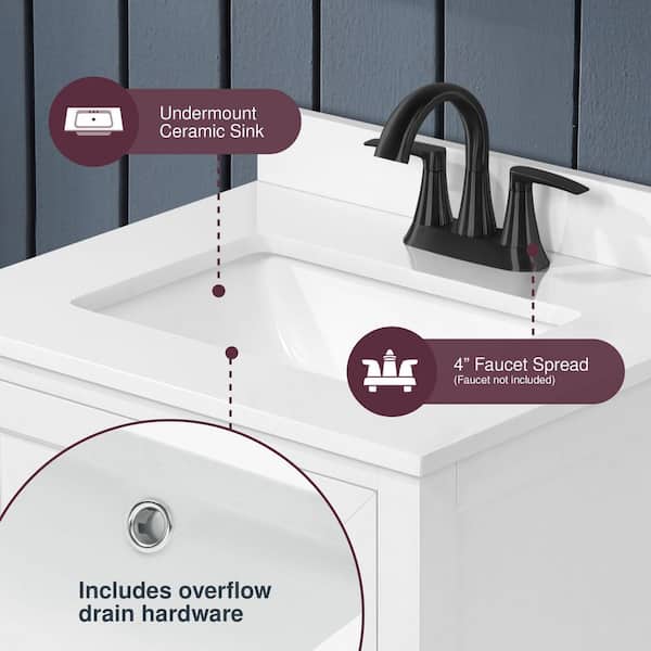 Home Decorators Collection Hanna 24 in. Single Sink White Bath