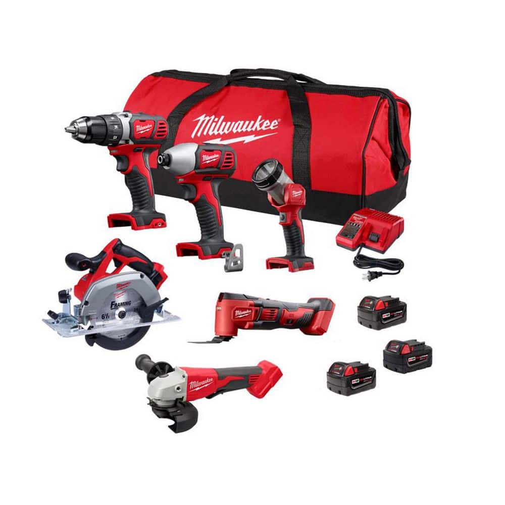 Milwaukee M18 18-Volt Lithium-Ion Cordless Combo Kit (6-Tool) w/ 3