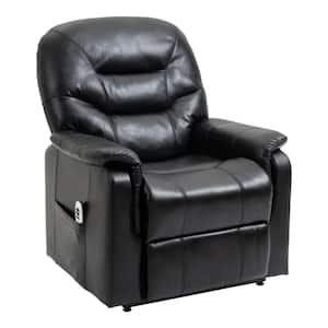 Black Faux Modern Leather Power Lift Recliner 3-Position Recliner Chair with Side Pocket and Remote Control For Elderly