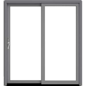 W5500 60 x 80 Left-Hand Low-E Silver Clad Wood Double Prehung Patio Door with Dove Interior