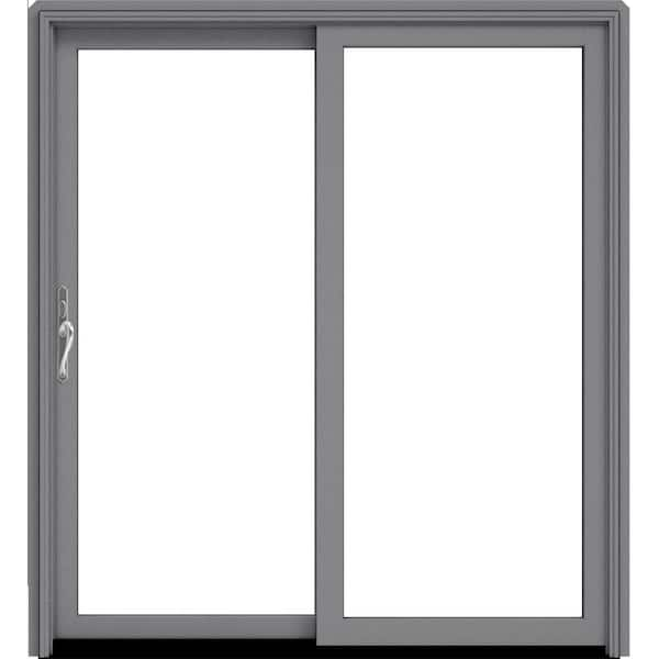 JELD-WEN W5500 60 x 80 Left-Hand Low-E Silver Clad Wood Double Prehung ...