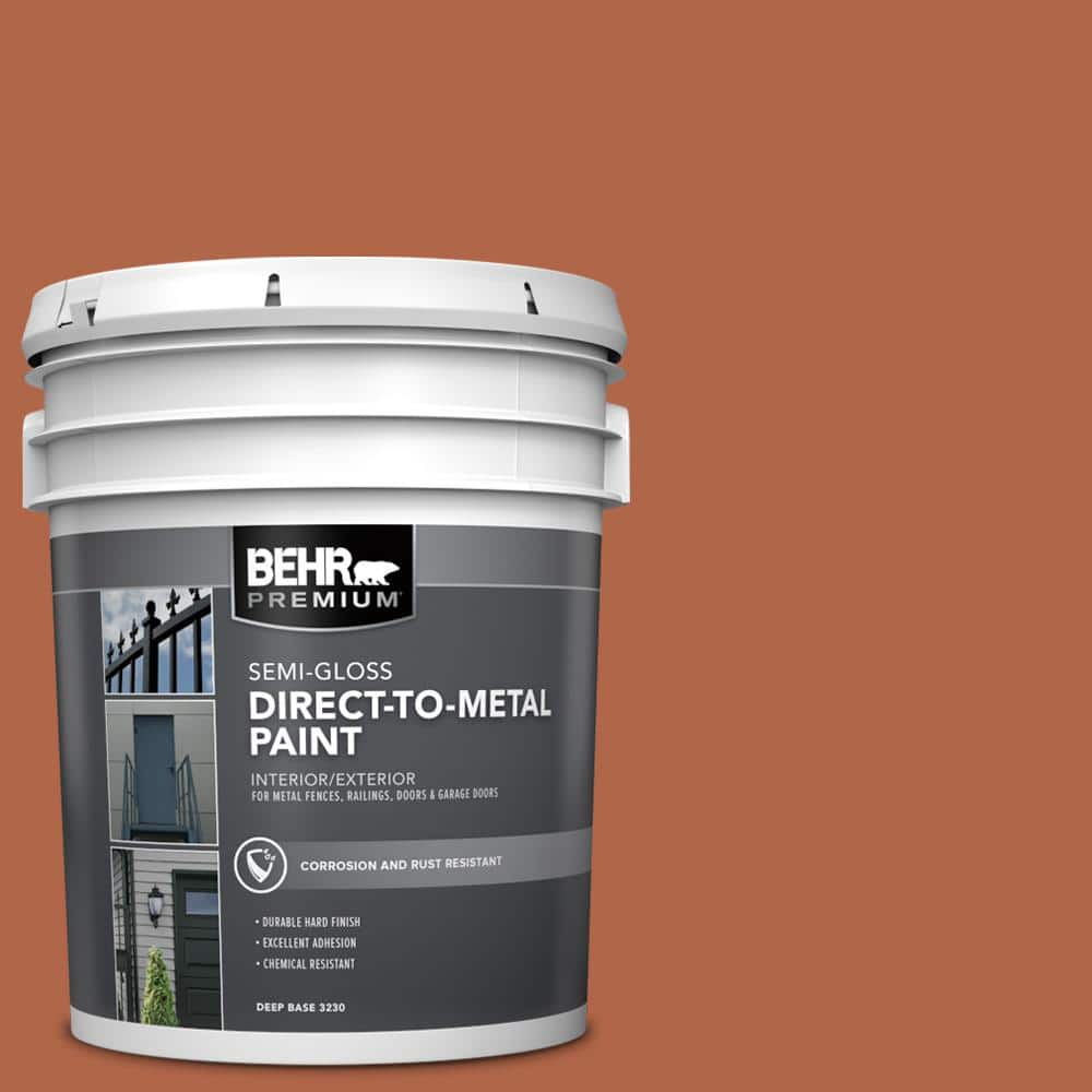 BEHR PREMIUM 5 gal. #M200-7 Rusty Gate Semi-Gloss Direct to Metal  Interior/Exterior Paint 323005 - The Home Depot