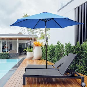 9 ft. Metal Market Solar Tilt Patio Umbrella in Blue