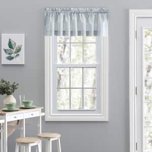 Plaza Stripe 15 in. L Polyester/Cotton Tailored Valance in Blue