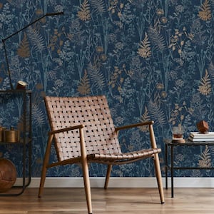 Organics Navy and Copper Non-Woven Paper Removable Wallpaper