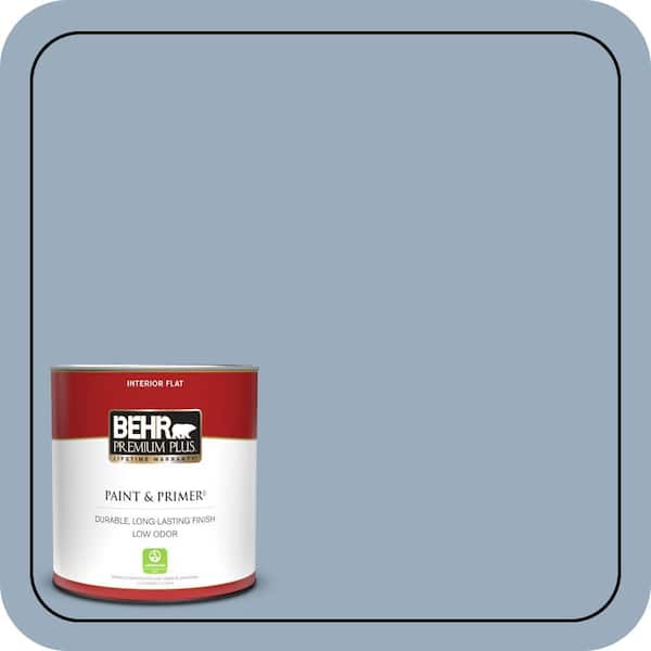 BEHR PREMIUM PLUS 1 qt. #S510-3 Ombre Blue Flat Low Odor Interior Paint & Primer
