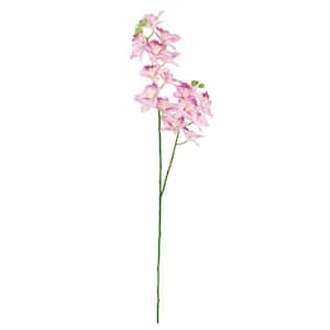 Set of 2 Large Lavender Artificial Cattleya Orchid Flower Stem Spray 35in