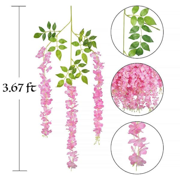 3.7 ft. Pink Artificial Other Wisteria Flowering Plants