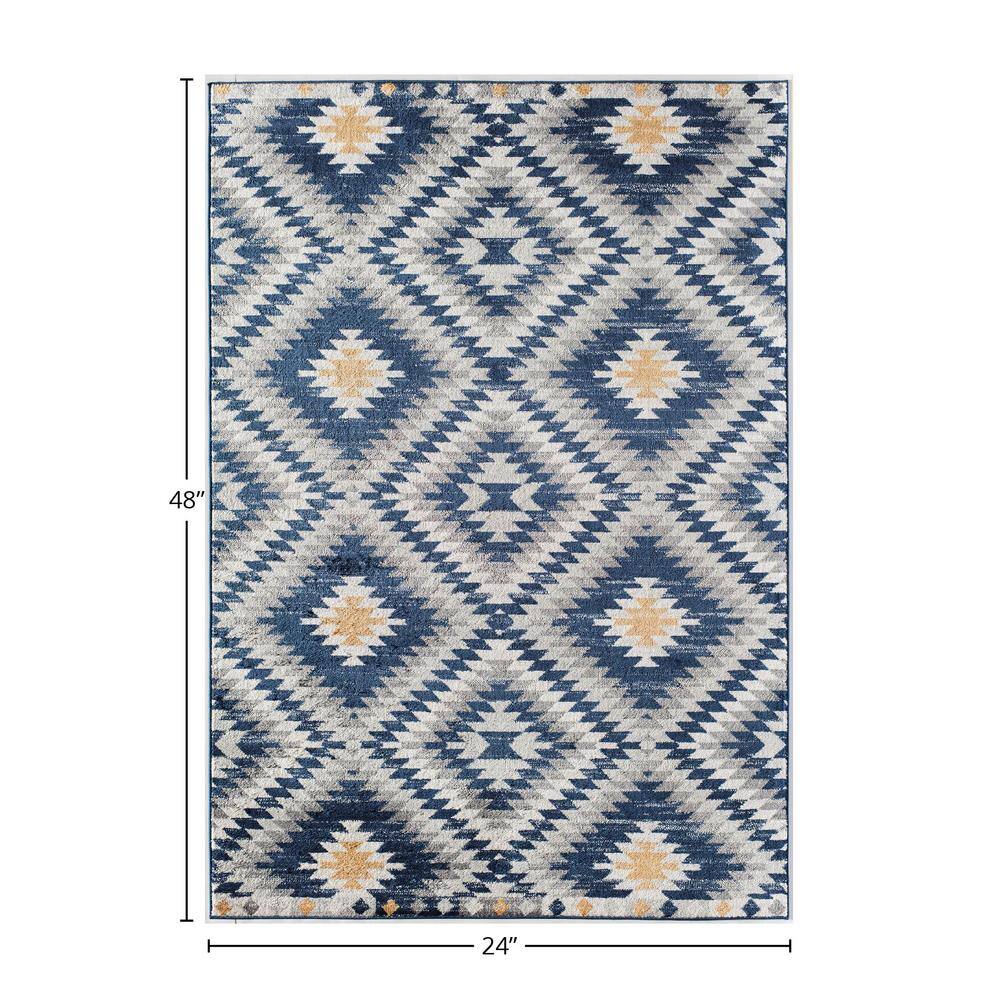 Soleil Reversible Blue Synthetic 5' x 7' Stain-Resistant Area Rug