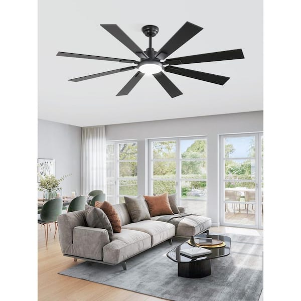 HINNIXY 62 in. Indoor/Outdoor Matte Black 3-Colors LED 6-Speeds