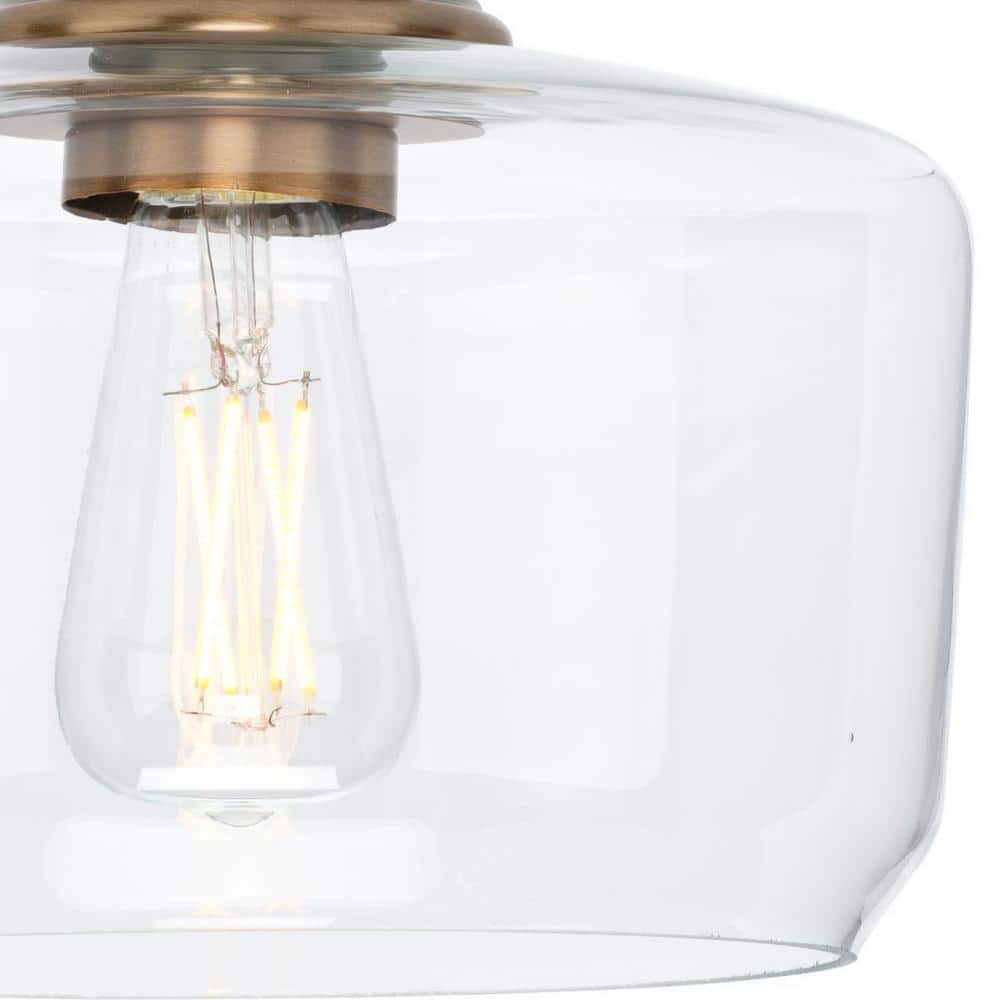 Vintage Brass Glass Indoor/Outdoor Flush Mount Light