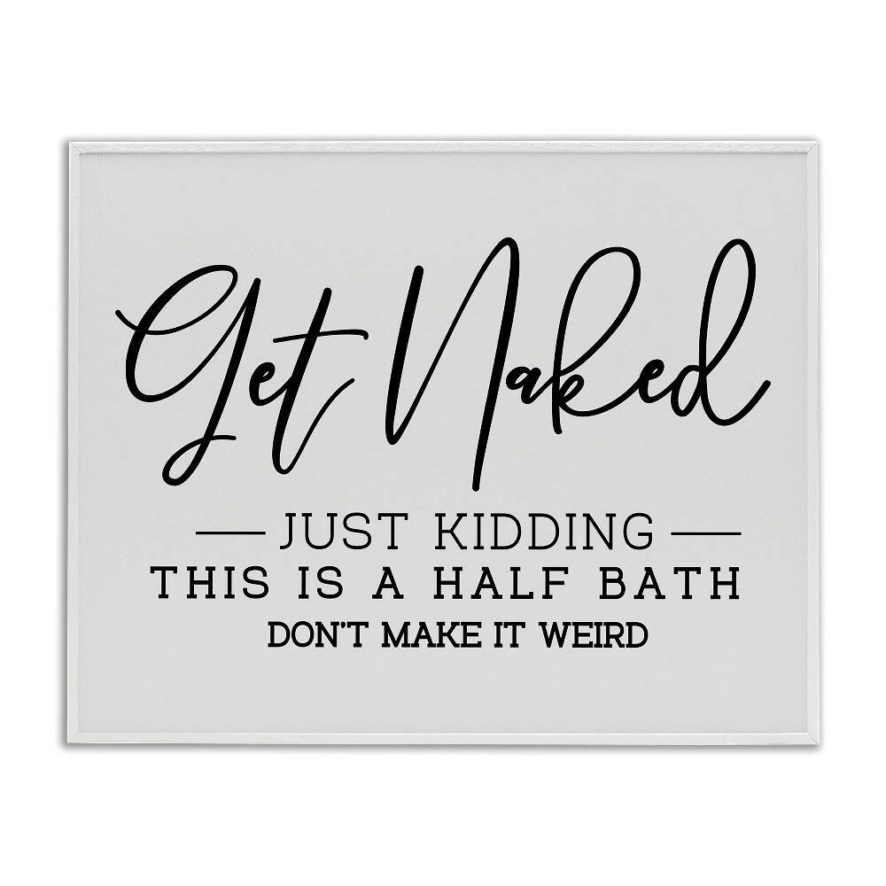 Get Naked Funny Bathroom by LSR Design Studio 1-Piece White Framed Abstract Giclee Art Print 14 in. x 11 in. price history on PriceWatchPro