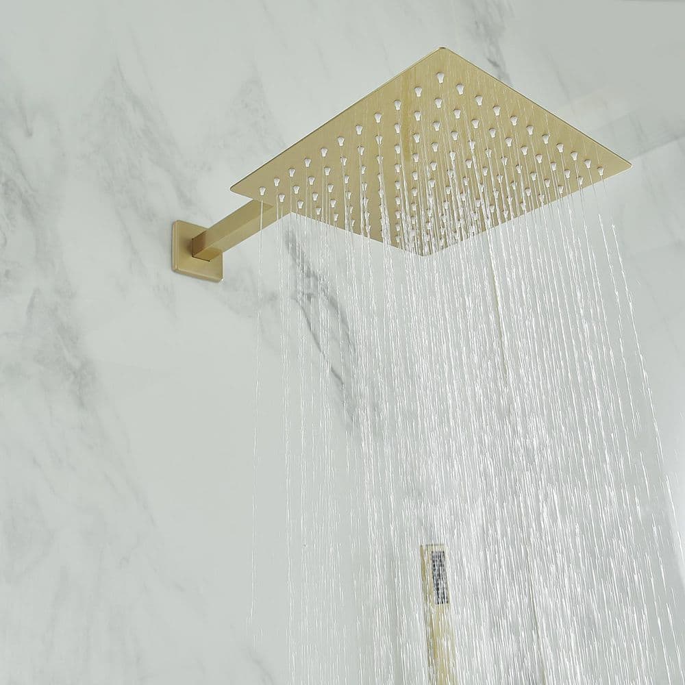 Brushed Gold Stainless Steel Wall Mounted Rain Shower System