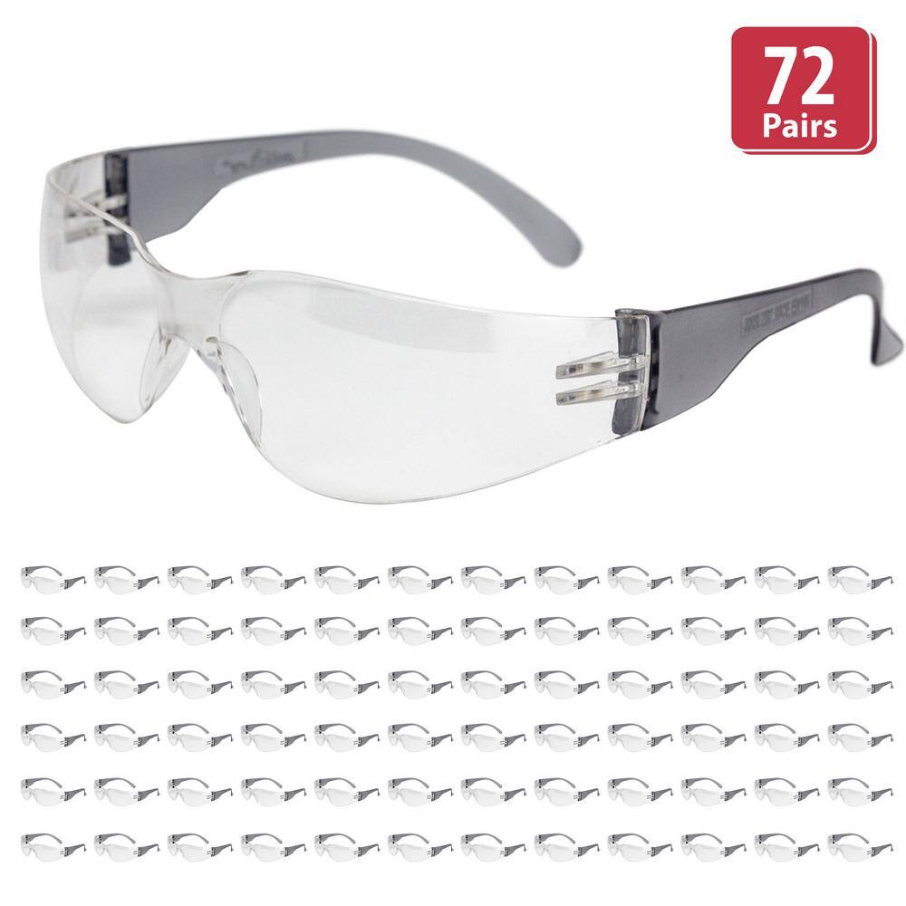 Safe Handler Yellow, Crystal Clear Lens Color Temple Safety Glasses,  (72-Pairs) BLSH-ESCR-CLLCT-SG4Y-72 - The Home Depot