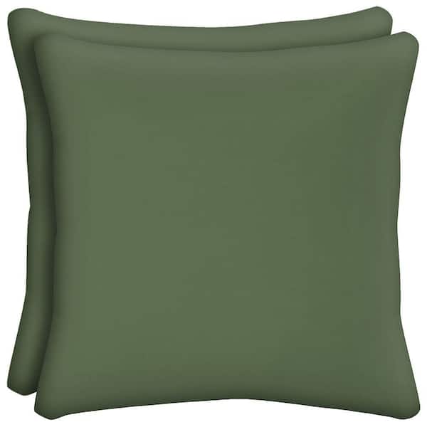Hampton Bay Moss Solid Square Outdoor Throw Pillow (2-Pack)