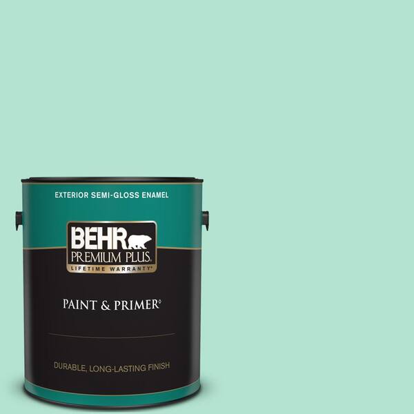 BEHR PREMIUM PLUS 1 gal. #P420-2 Crystal Rapids Semi-Gloss Enamel Exterior Paint & Primer