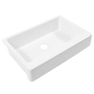 Grace 34 in. Quick-Fit Farmhouse Apron Front Undermount Single Bowl Crisp White Traditional-Style Fireclay Kitchen Sink