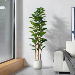 7 ft. Artificial Fiddle Leaf Fig Tree with Realistic Leaves and Natural Trunk, Silk Faux Potted Tree