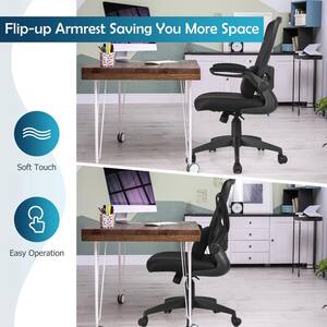 Adjustable Black Mesh Seat Swivel Ergonomic Chair with Flip-up Armrests and Lumbar Support