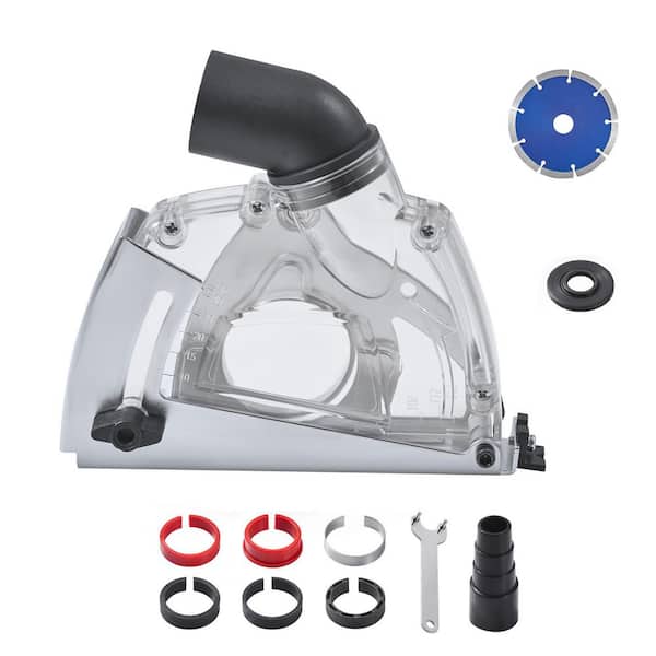 Cutting Dust Shroud for Angle Grinders, Corded Universal 4-5 in. Angle Grinder Dust Shroud with 6 Clamping Washers