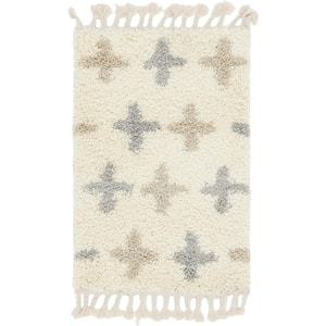 Hygge Shag Positive Ivory 2 ft. 2 in. x 3 ft. Area Rug