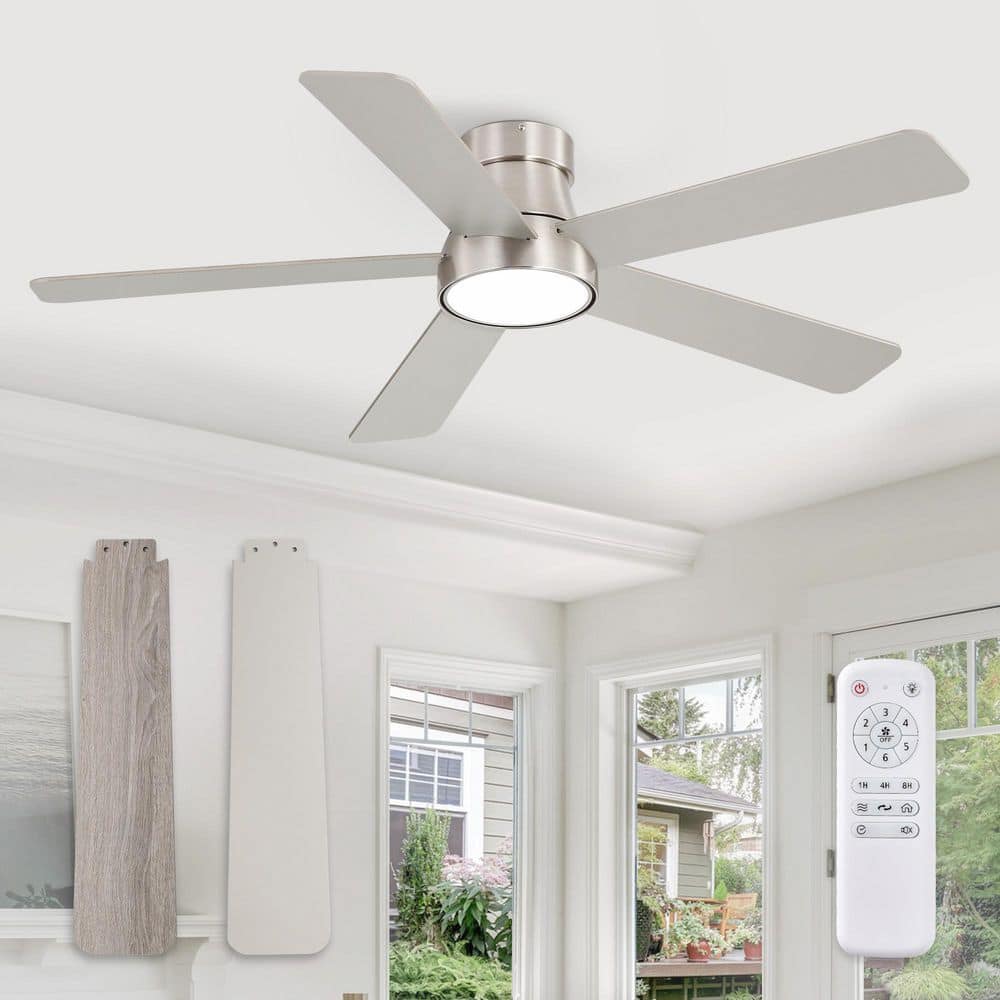 48 in. Indoor Nickel Low Profile 6-Speed 3-Color Flush Mount Standard Ceiling Fan w/ Light Kit, Remote Control, DC Motor price history on PriceWatchPro