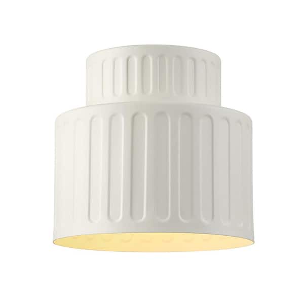 Globe Electric 1-Light Ceramic Effect 8 in. Flush Mount Ceiling Light with Ribbed Details