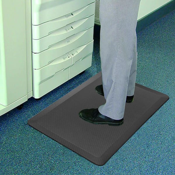 Black Anti-Fatigue Kitchen Rug Ergonomic Design Comfort Standing Desk Mat  Office