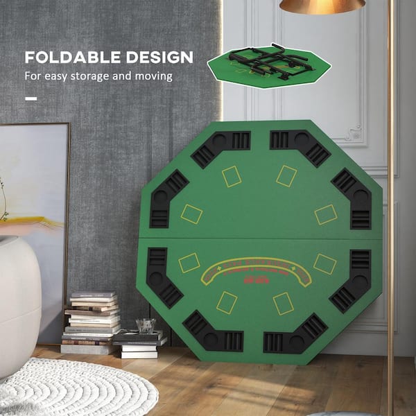 Soozier Poker Table Foldable 47 in. Octagon Casino Table